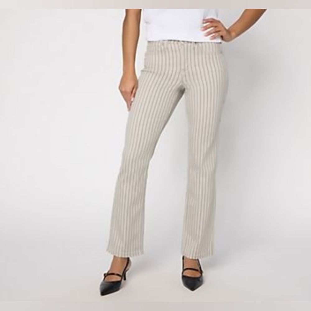 NWT NYDJ Ellison High Rise Straight Jeans Size 14P 28" Inseam Coastal SandsStrip
